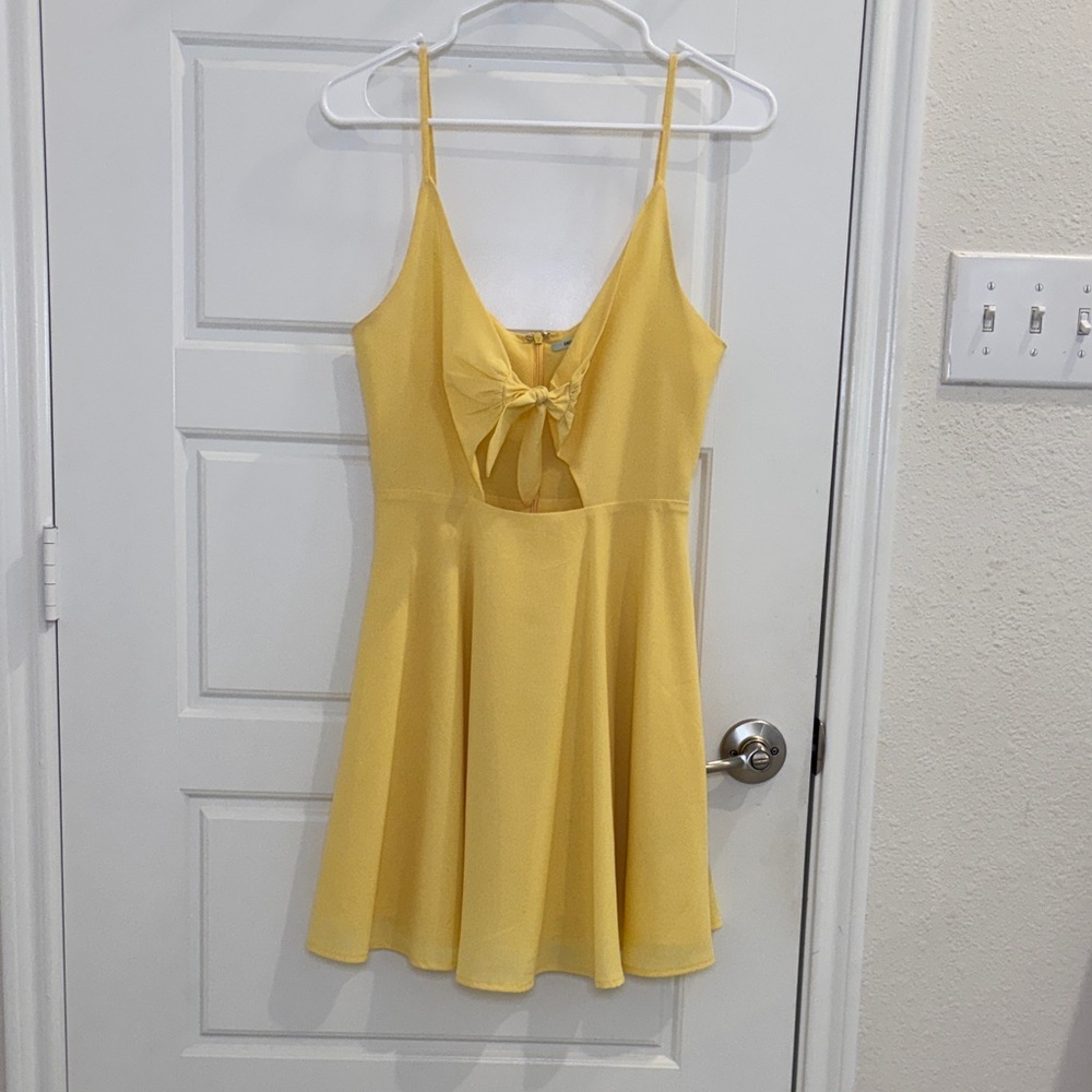 Kimchi Blue Yellow Mini Dress Bow Front Fit & Flare Size 0